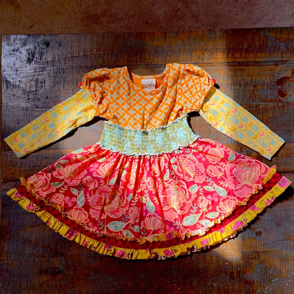 Matilda Jane Secret Fields Rain or Shine Maggie Dress Ruffled Floral size 2